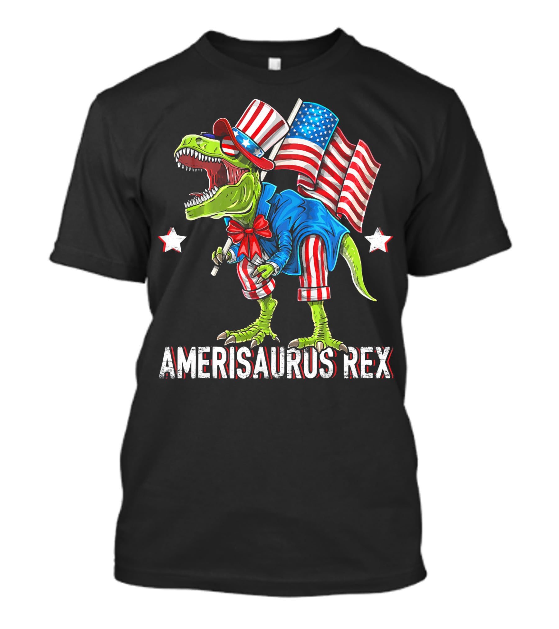 Amerisaurus Rex Dinosaur Uncle Sam Costume Fourth Of July Patriotic T-Rex T-Shirt