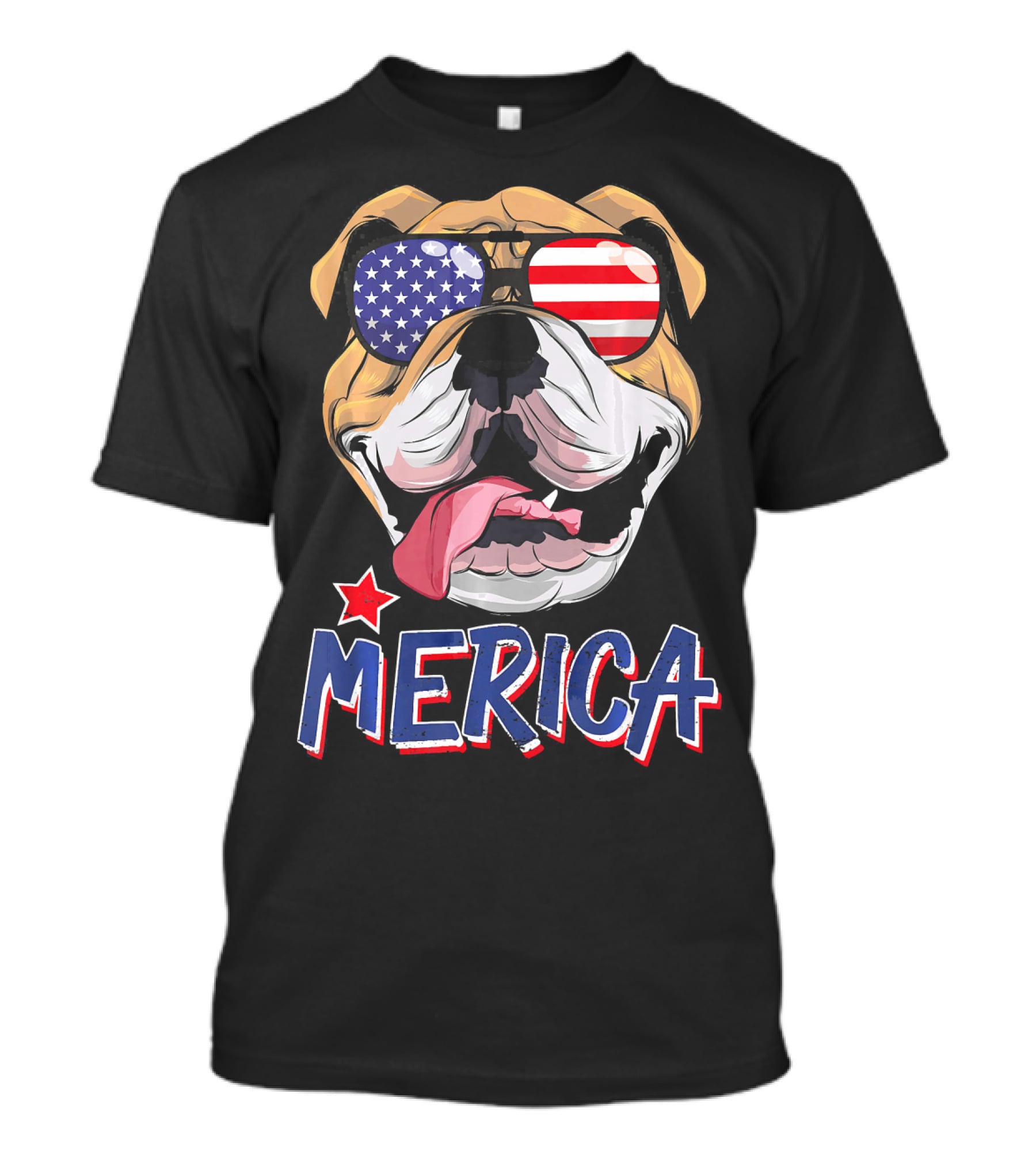 English Bulldog Merica Sunglasses Fourth Of July T-Shirt