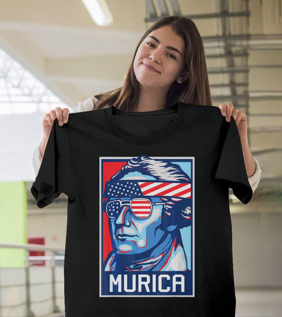 Murica Alexander Hamilton 4th of July American Flag Sunglasses T-Shirt