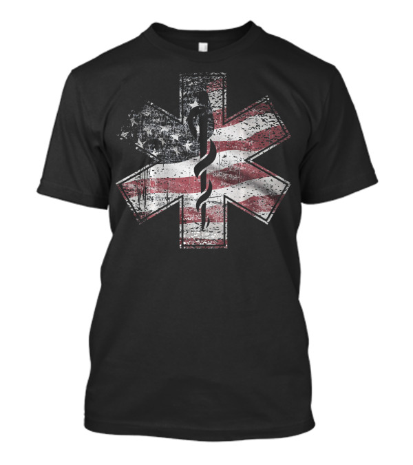 4th Of July US Flag Star Of Life Paramedic EMS EMT T-Shirt