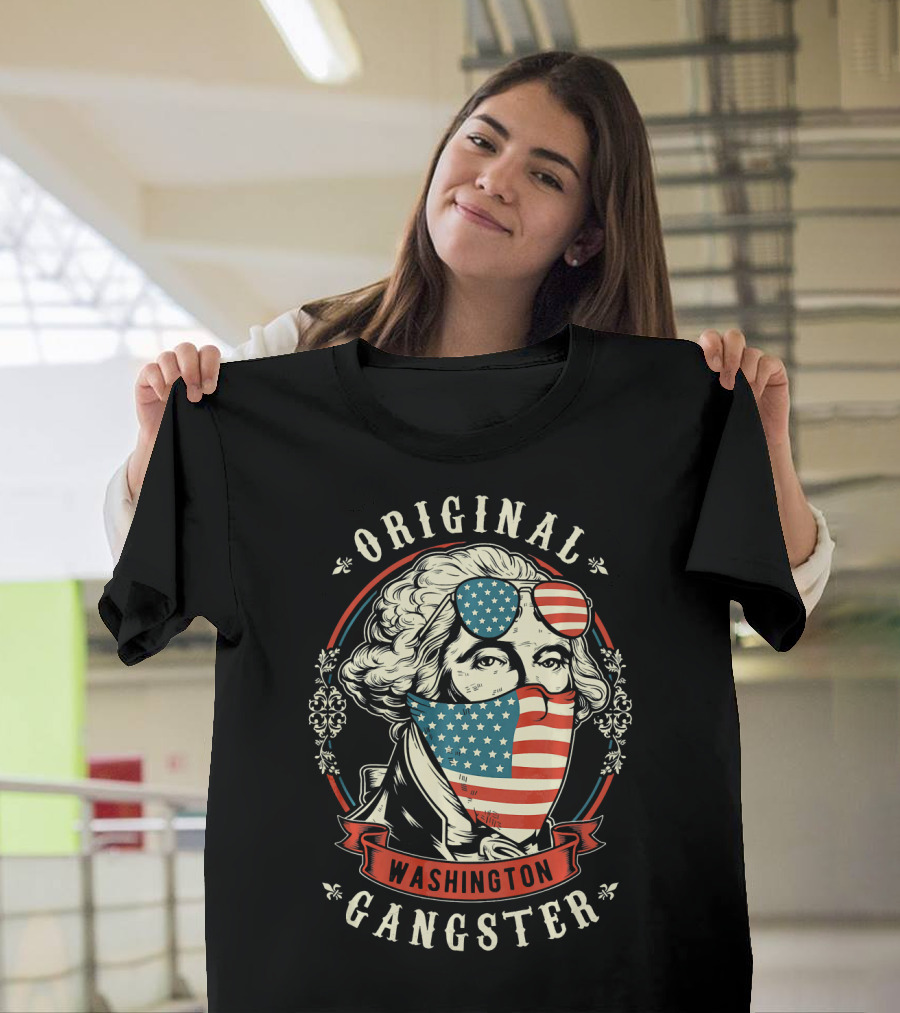 Original Gangster Washington American Flag Bandana Sunglasses T-Shirt
