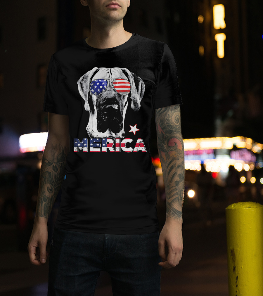 Great Dane 'Merica American Flag Sunglass Star T-Shirt