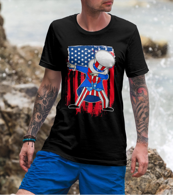 Uncle Sam Dab 4th Of July American Flag T-Shirt