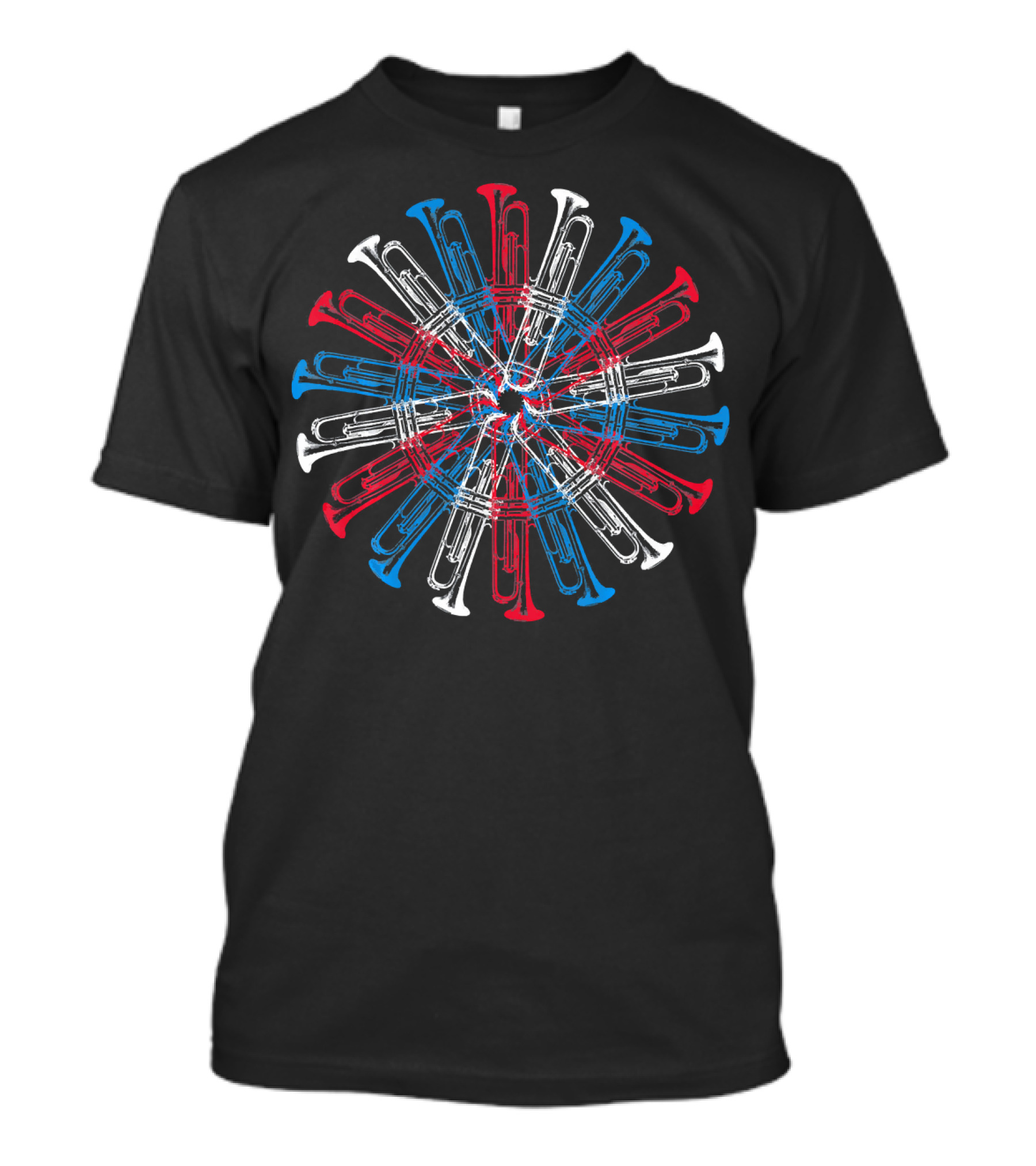 4th Of July Retro Trumpet Player Patriotic Spiral T-Shirt