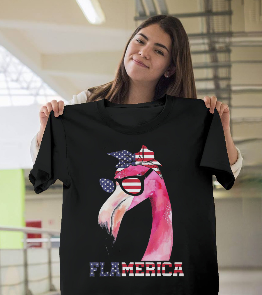Flamerica Flamingo 4th Of July Funny Patriotic T-Shirt