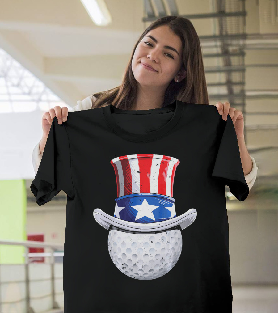 Uncle Sam Patriotic Golf Ball Top Hat 4th Of July T-Shirt