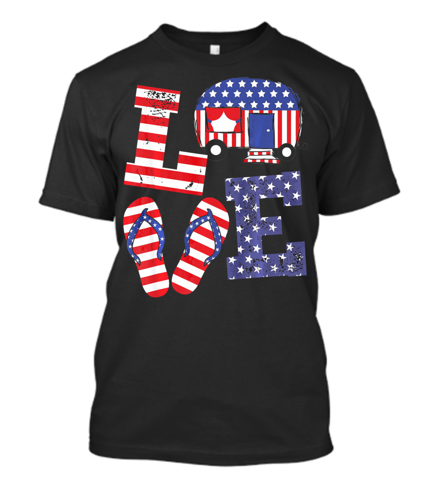 USA Flag Love Camping 4th Of July T-Shirt