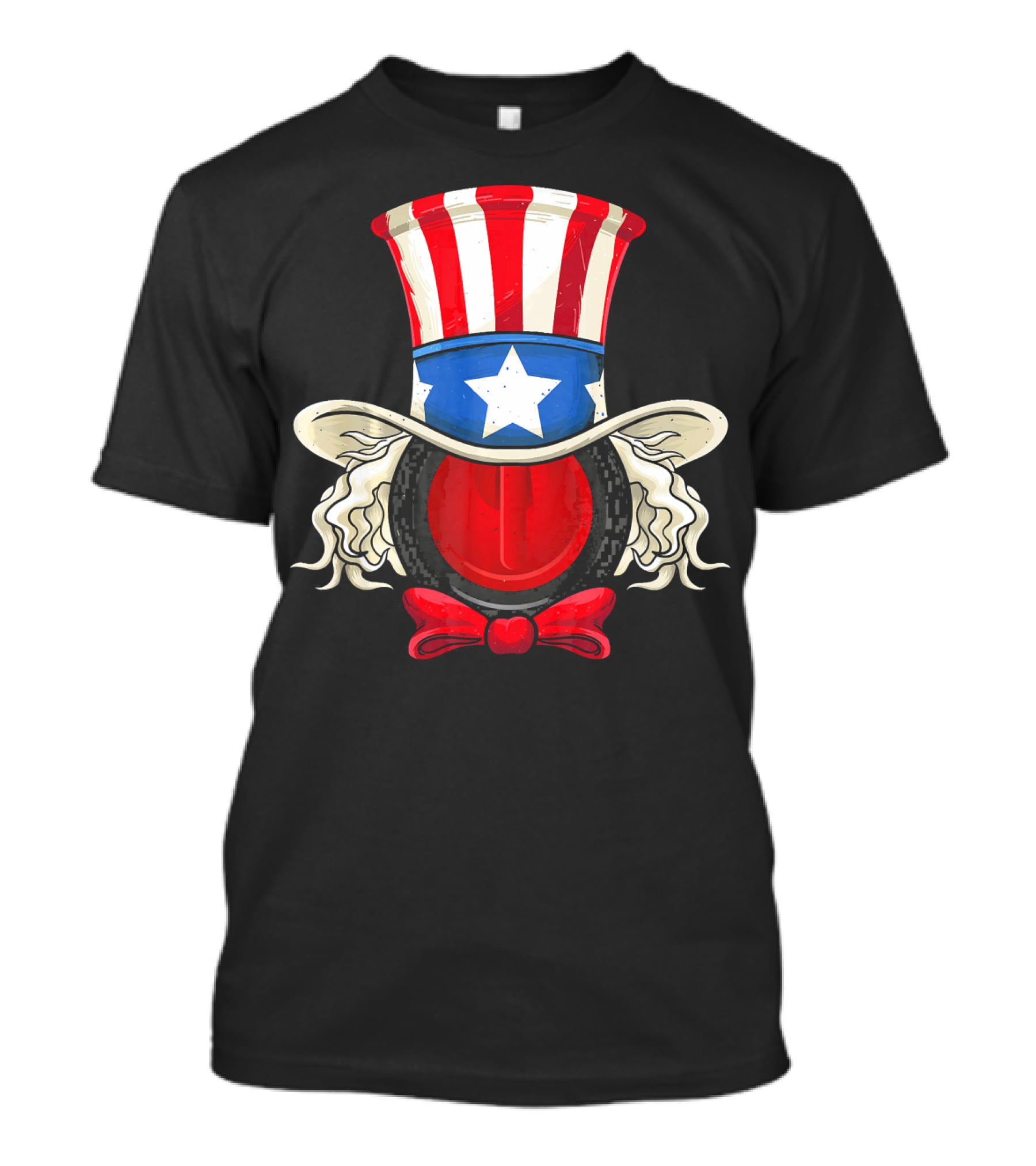American Flag Curling Stone Uncle Sam Hat Patriotic T-Shirt