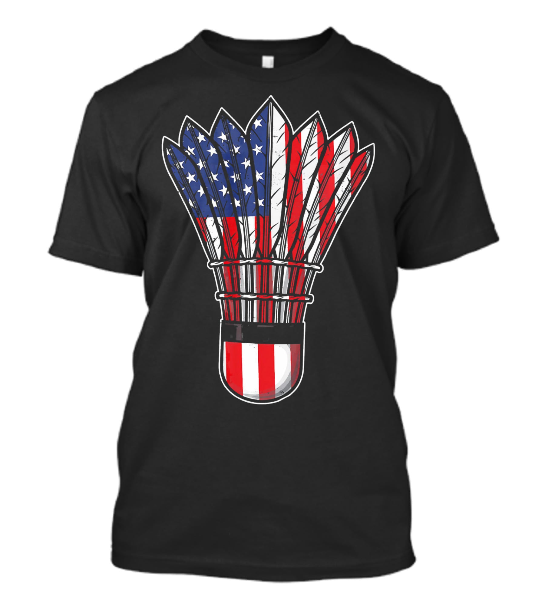Funny Badminton Shuttlecock American Flag Patriot Player Love T-Shirt