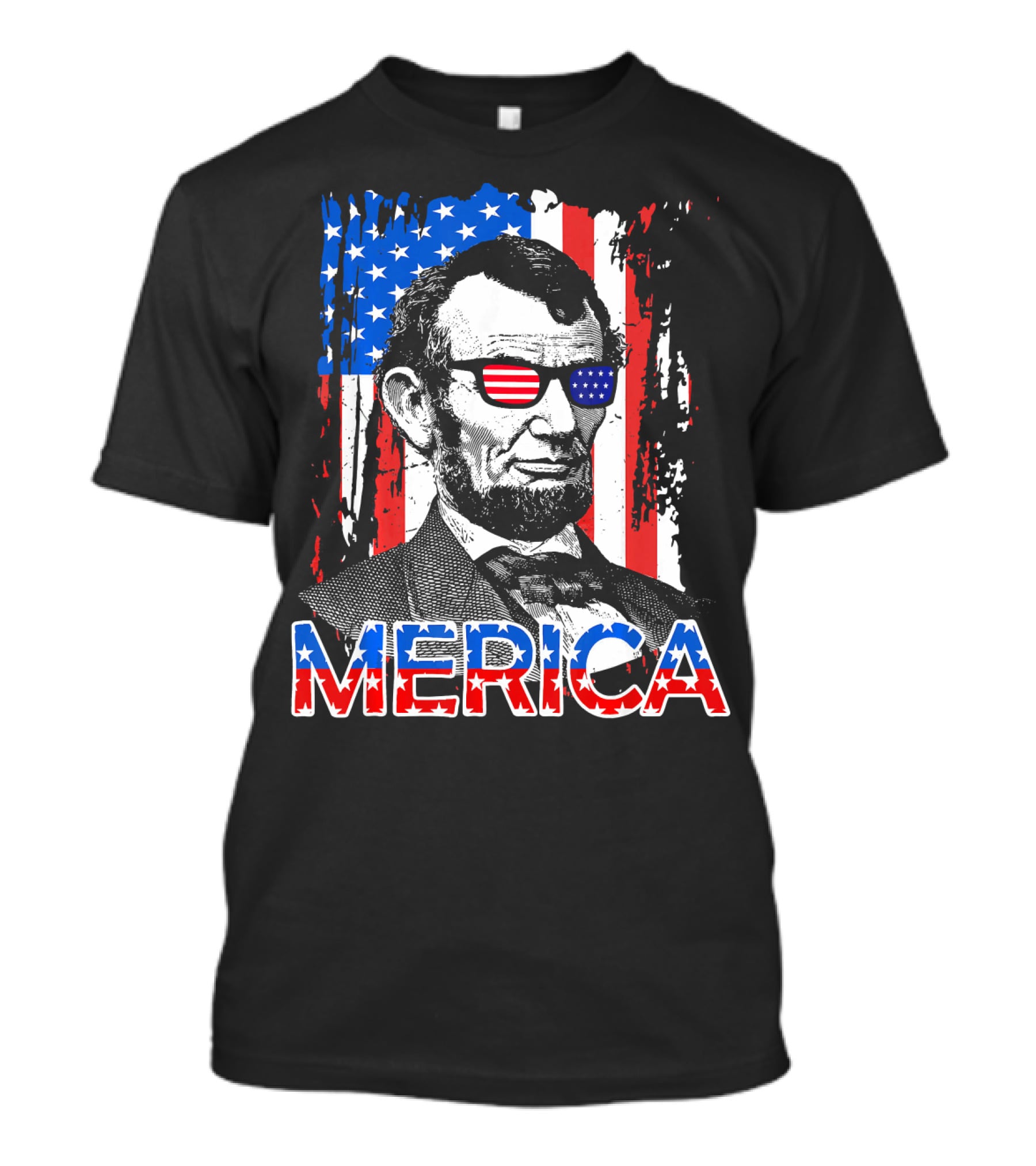 Merica American Flag Abe Lincoln With Sunglasses T-Shirt