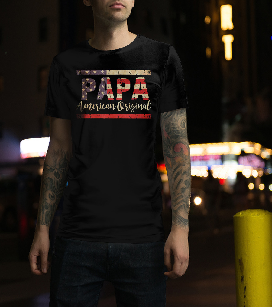 Papa American Original Vintage Flag Mens T-Shirt
