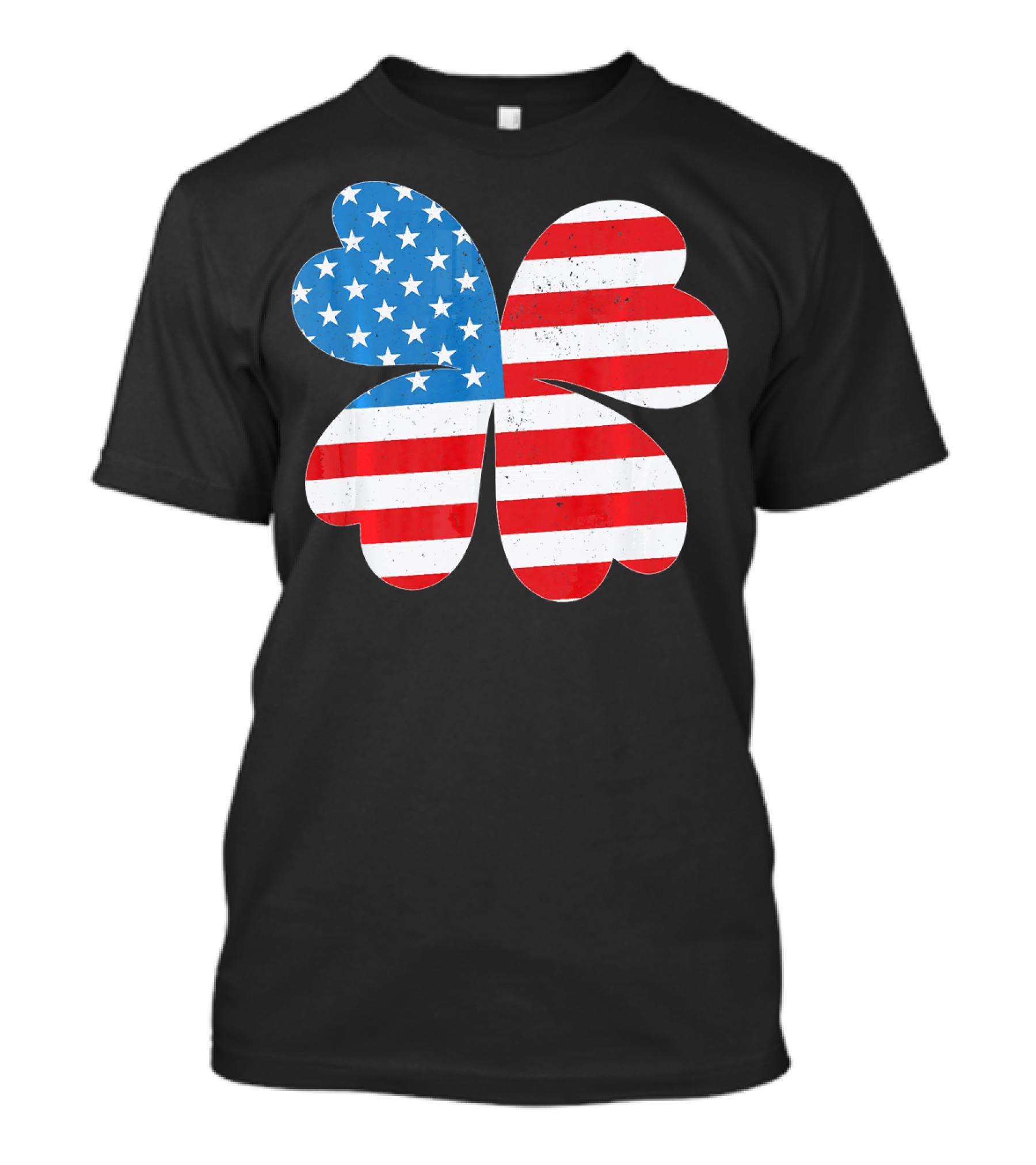 Independence Day American Flag 4 Leaf Clover Shamrock T-Shirt
