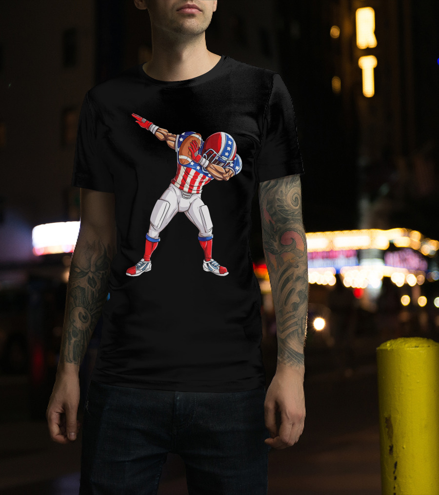 Patriotic Dabbing Football Player Fourth Of July T-Shirt