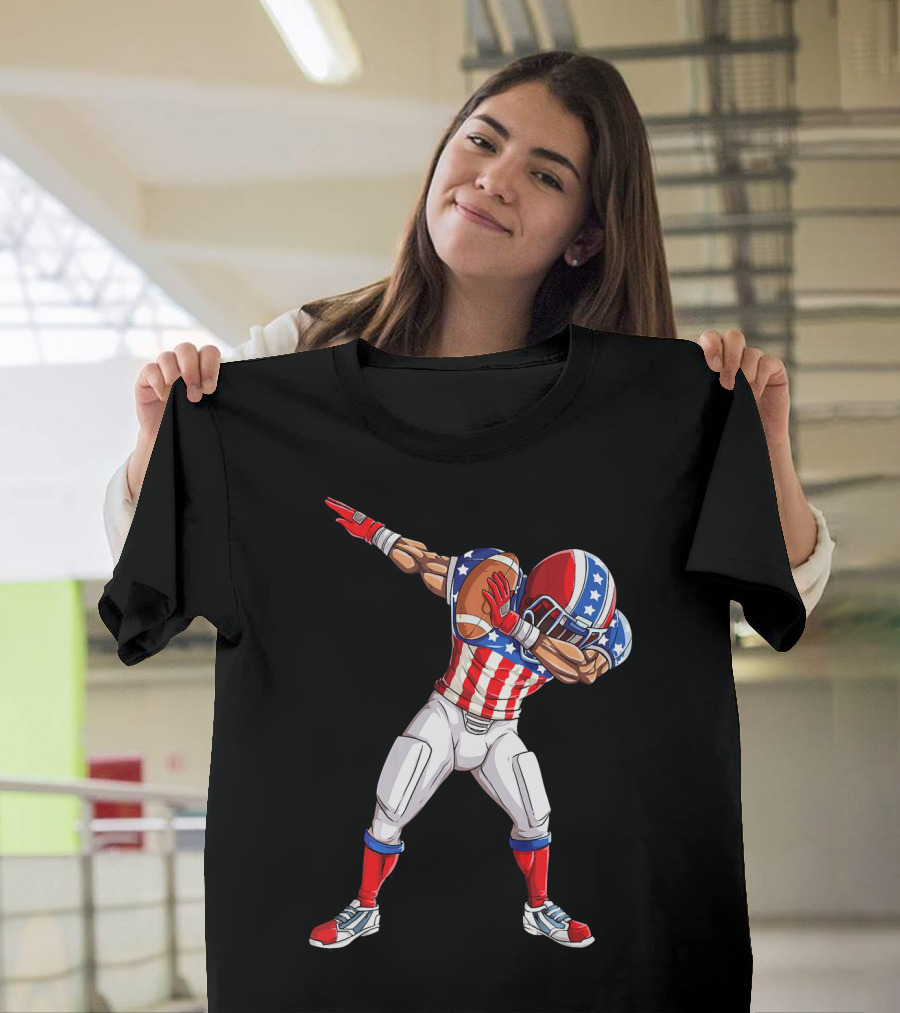 Patriotic Dabbing Football Player Fourth of July T-Shirt