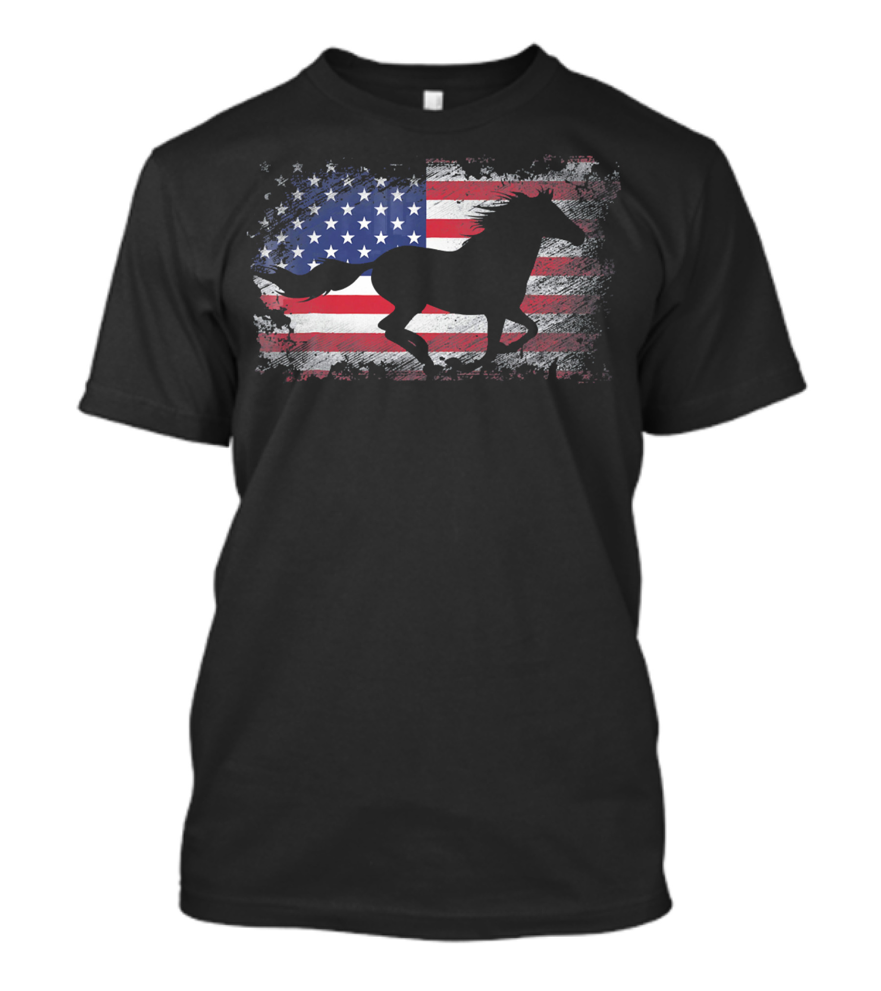 Horse Silhouette American Flag USA Patriotic T-Shirt