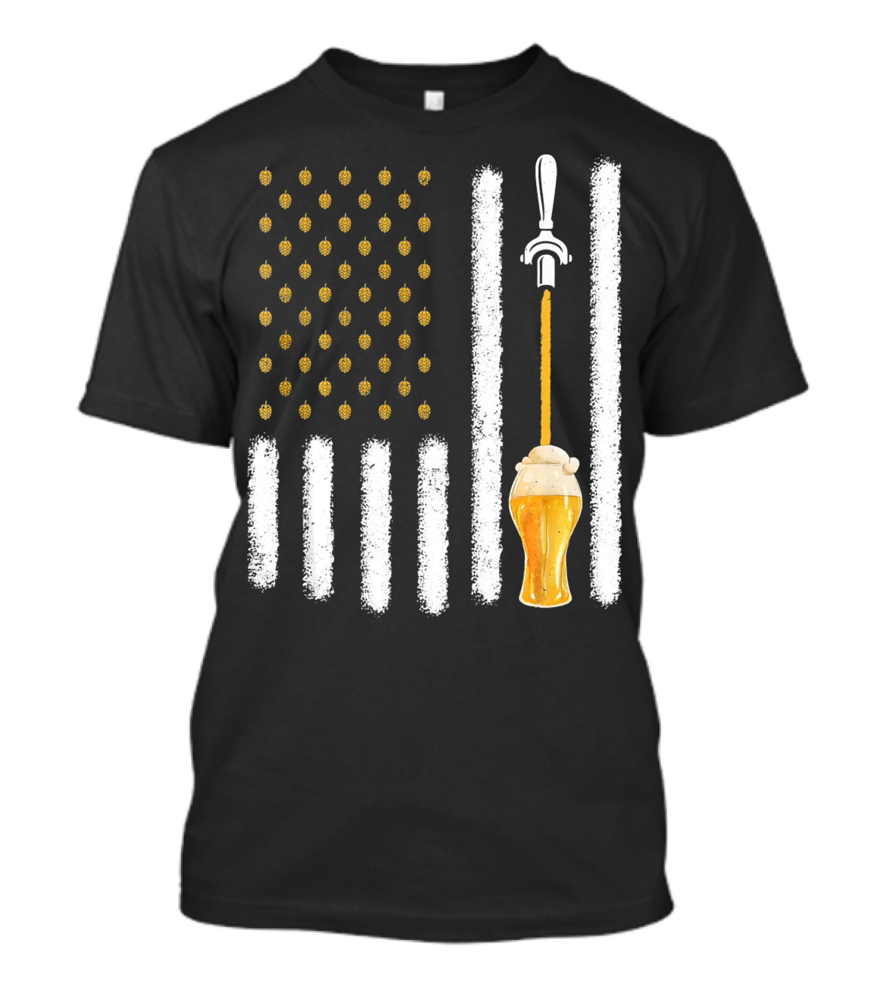 USA Flag Hops Pattern Craft Beer Tap Pouring T-Shirt