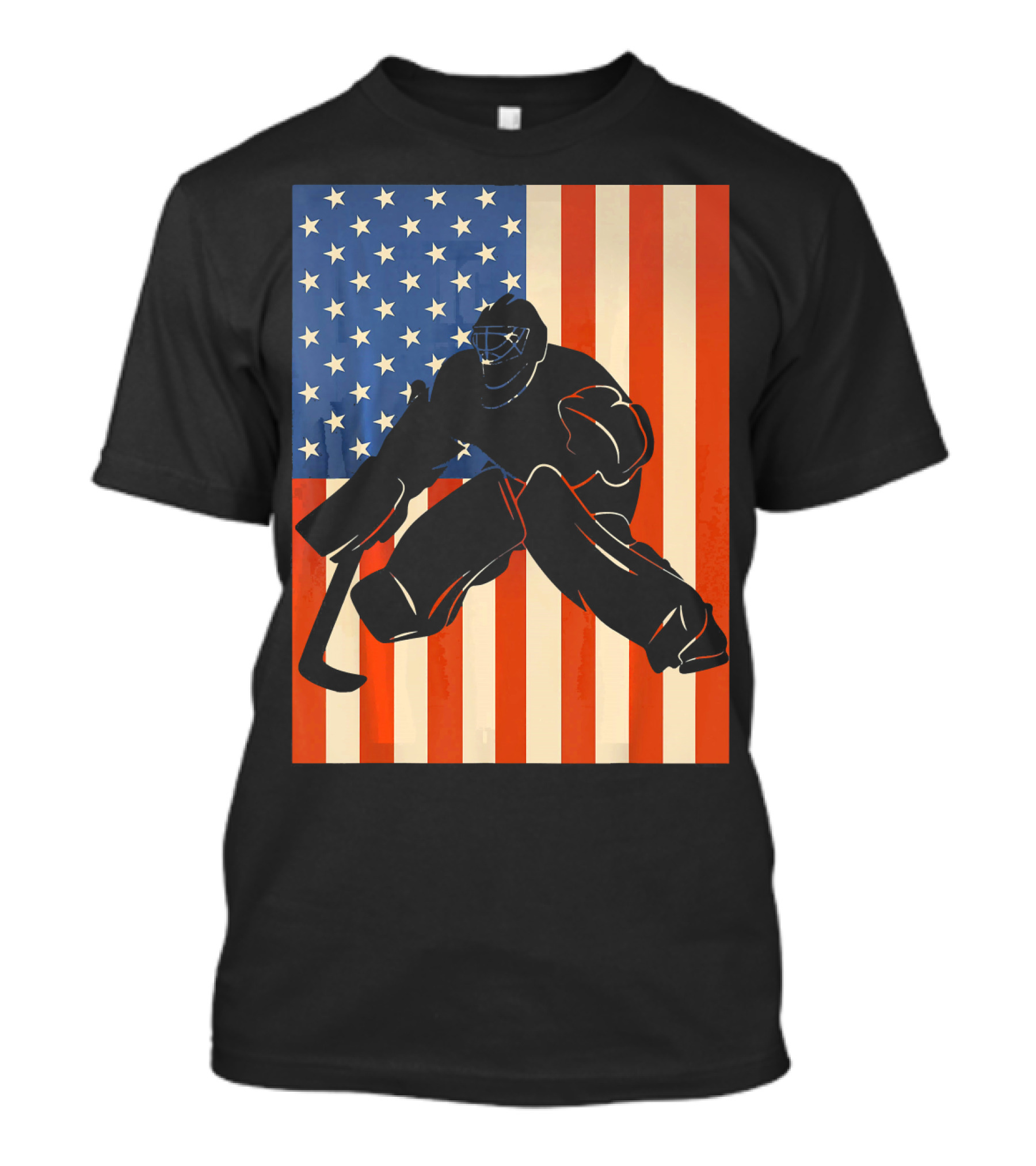 Hockey Goalie American Flag USA T-Shirt