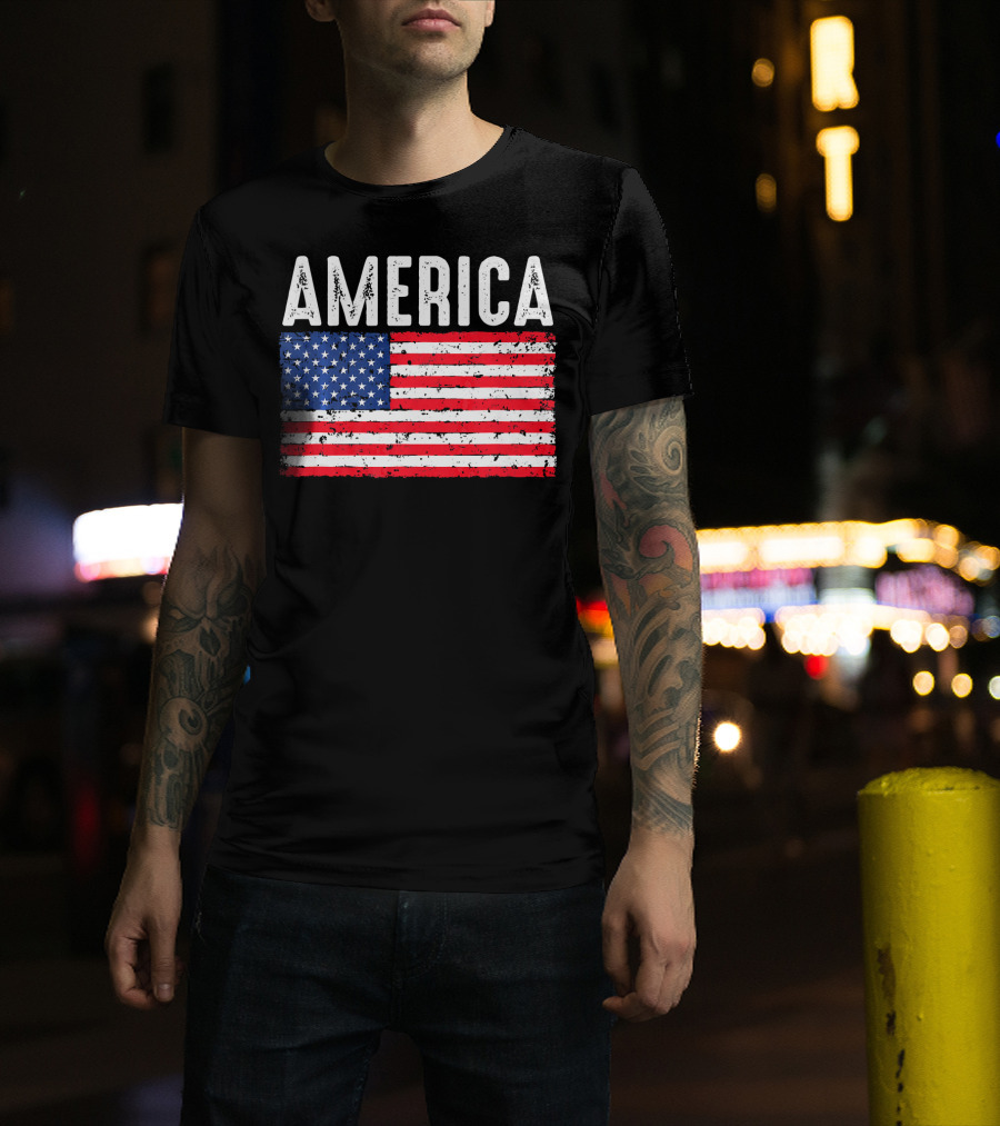 America Flag USA Patriotic Fourth Of July T-Shirt
