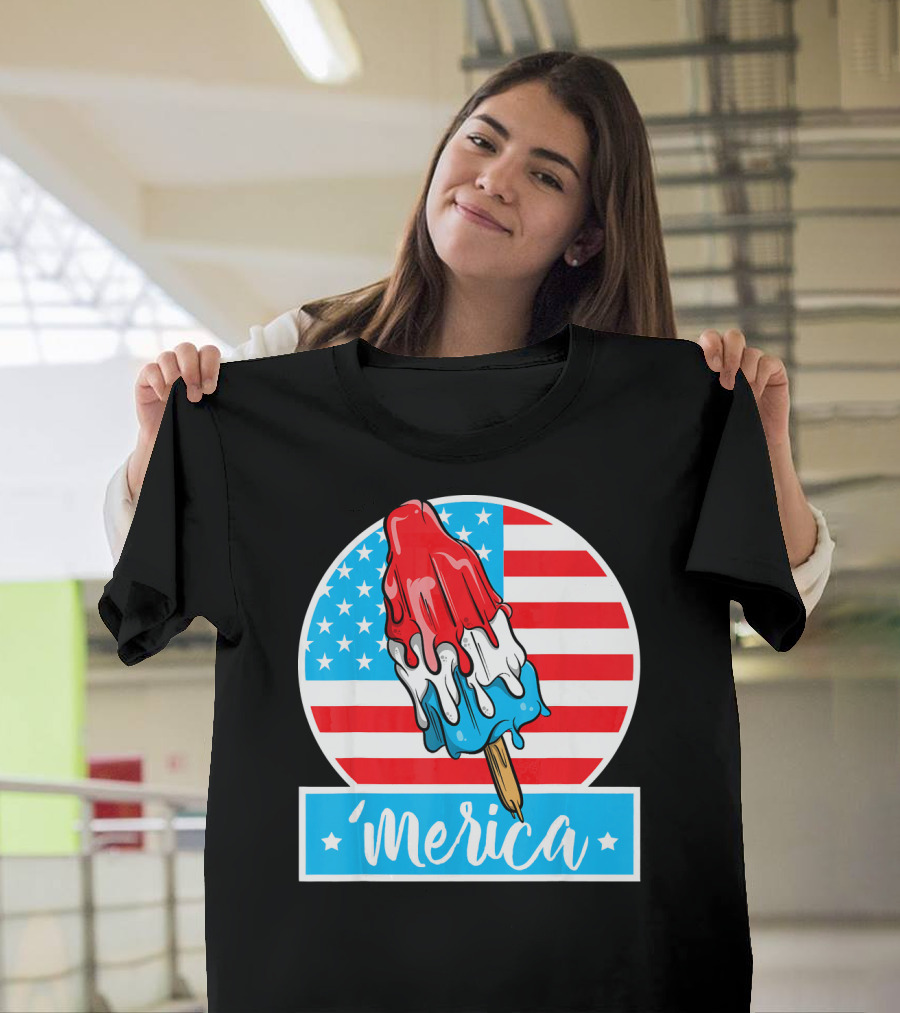 4th of July Merica Popsicle American Flag T-Shirt