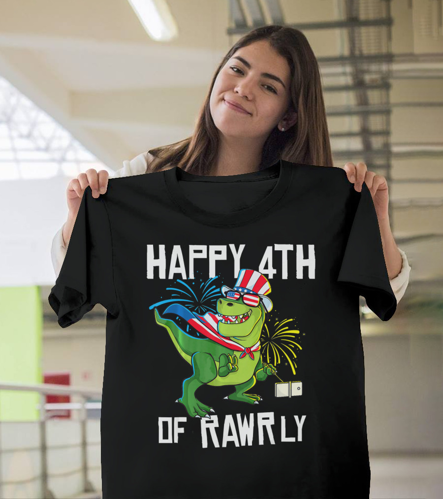 Happy 4th Of Rawrly Patriotic USA Dinosaur Trex T-Shirt