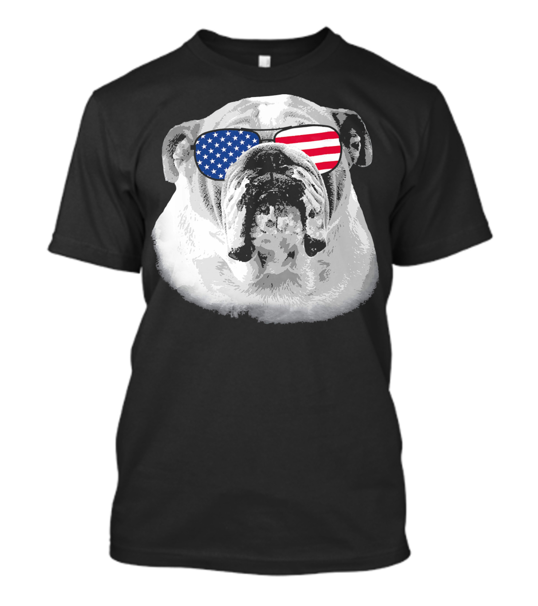 Patriotic Bulldog Dog Merica American Flag Sunglasses T-Shirt