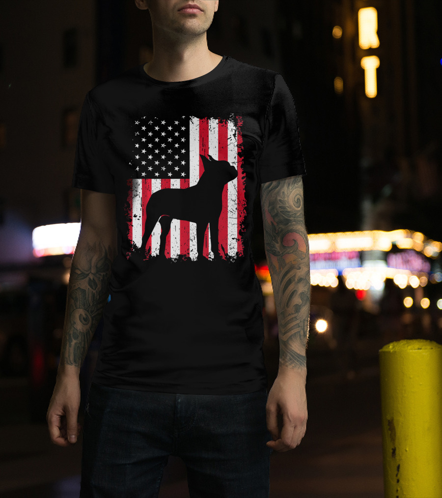 Boston Terrier American Flag Independence Day T-Shirt