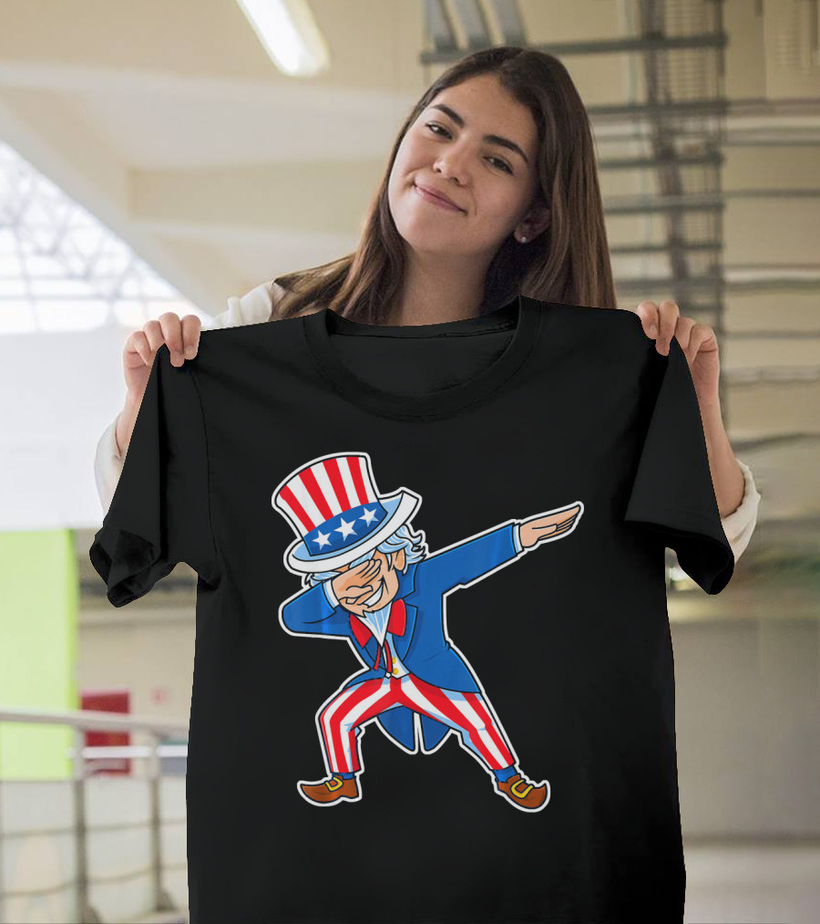 Uncle Sam Dabbing Dab American Flag 4th of July T-Shirt