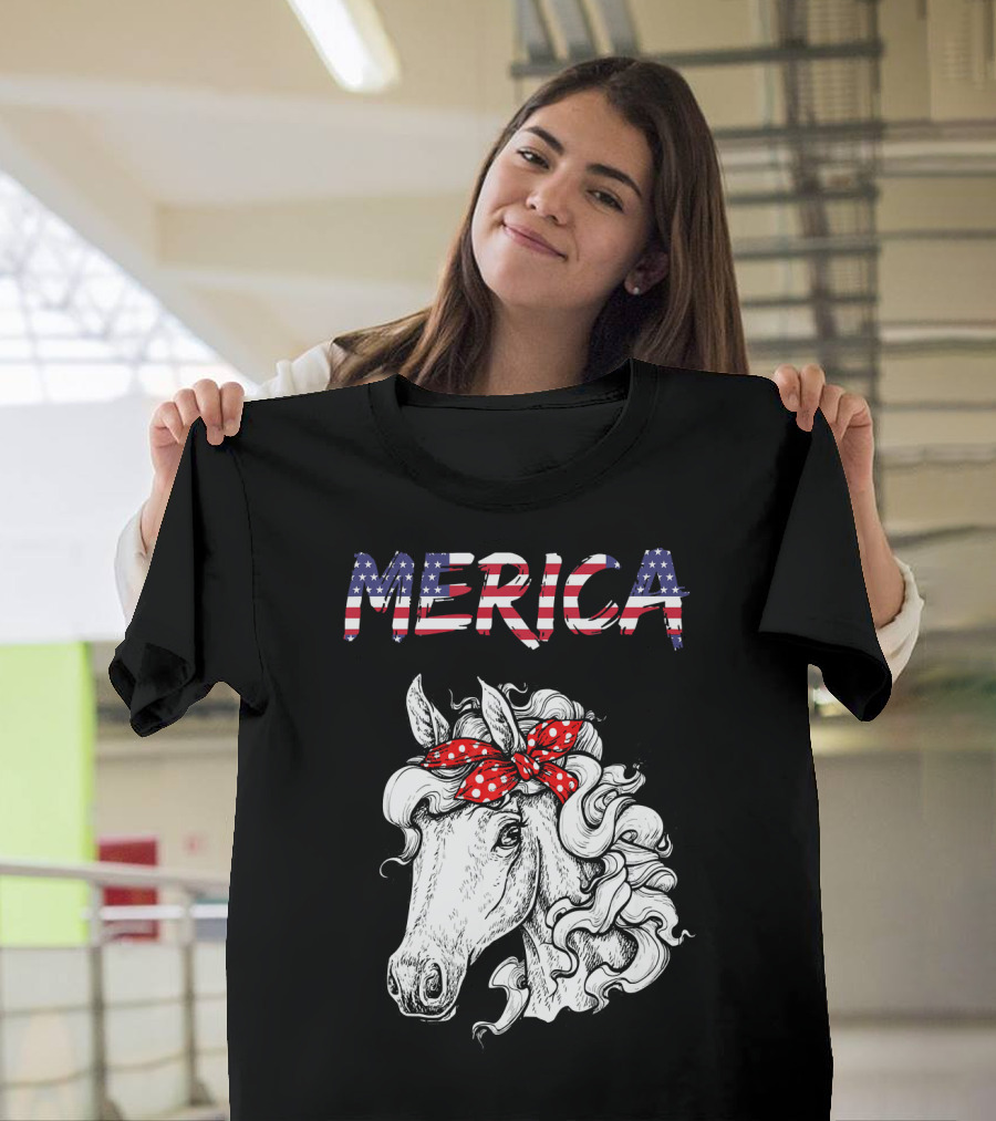 Merica Horse Bandana Independence Day T-Shirt