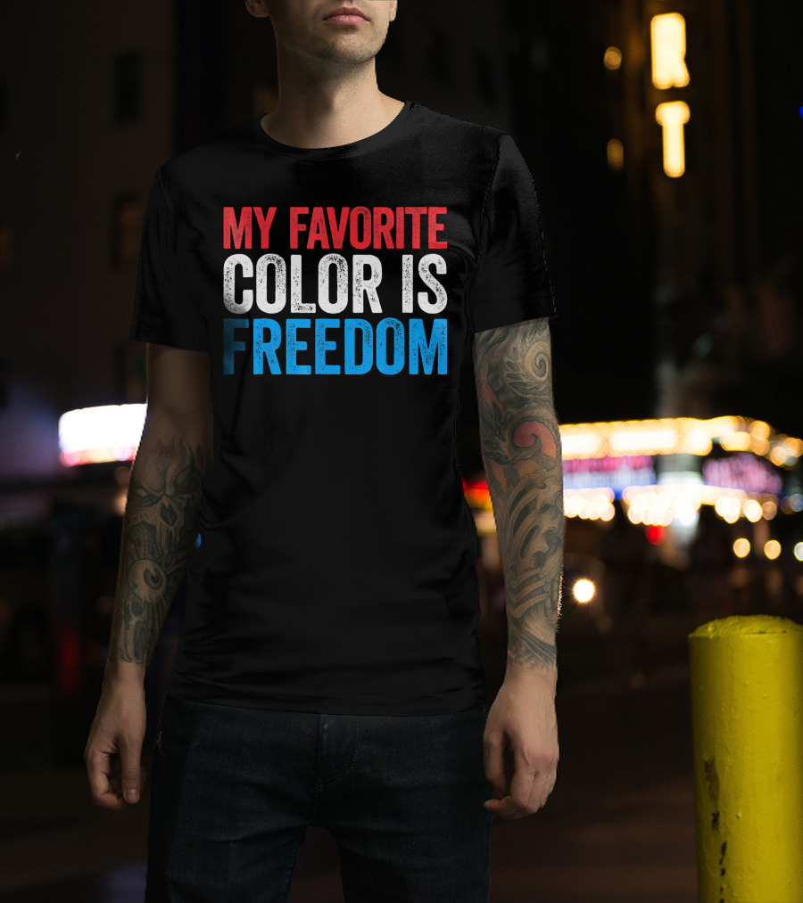 My Favorite Color Is Freedom Pixelated Patriotic T-Shirt