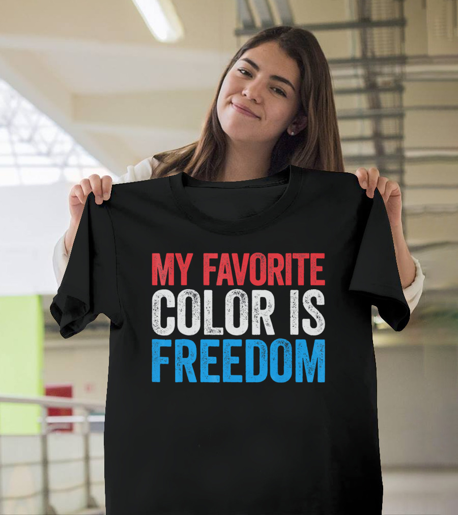 My Favorite Color Is Freedom Pixelated Patriotic T-Shirt