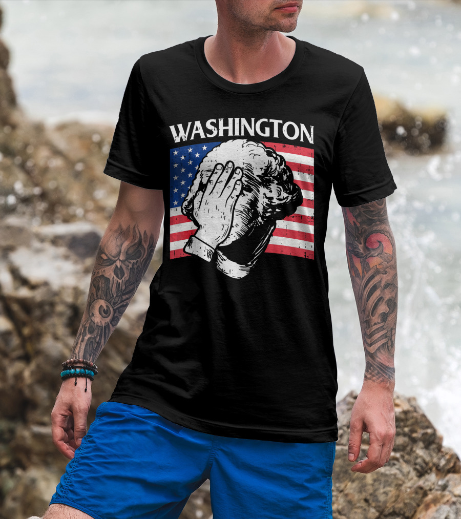 Washington Facepalm American Flag Background T-Shirt