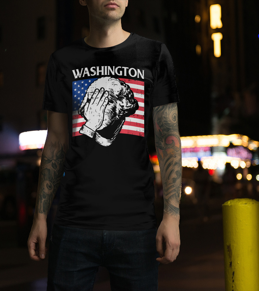 Washington Facepalm American Flag Background T-Shirt