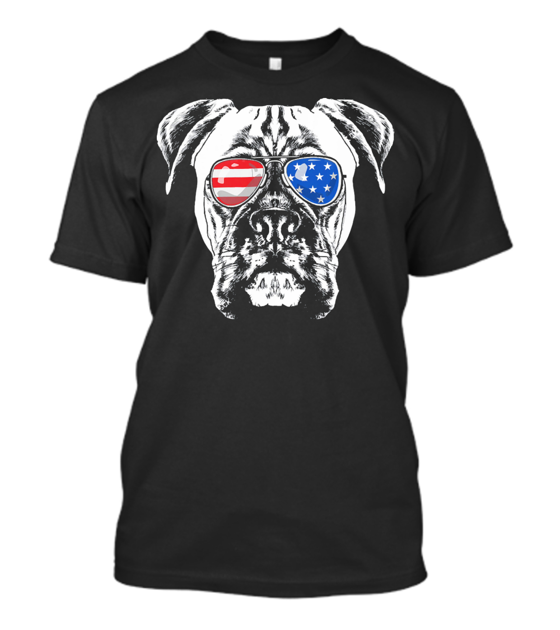 Boxer Dog American Flag Sunglasses Patriotic T-Shirt
