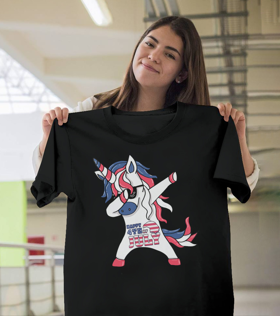 Dabbing Unicorn Happy 4th of July T-Shirt