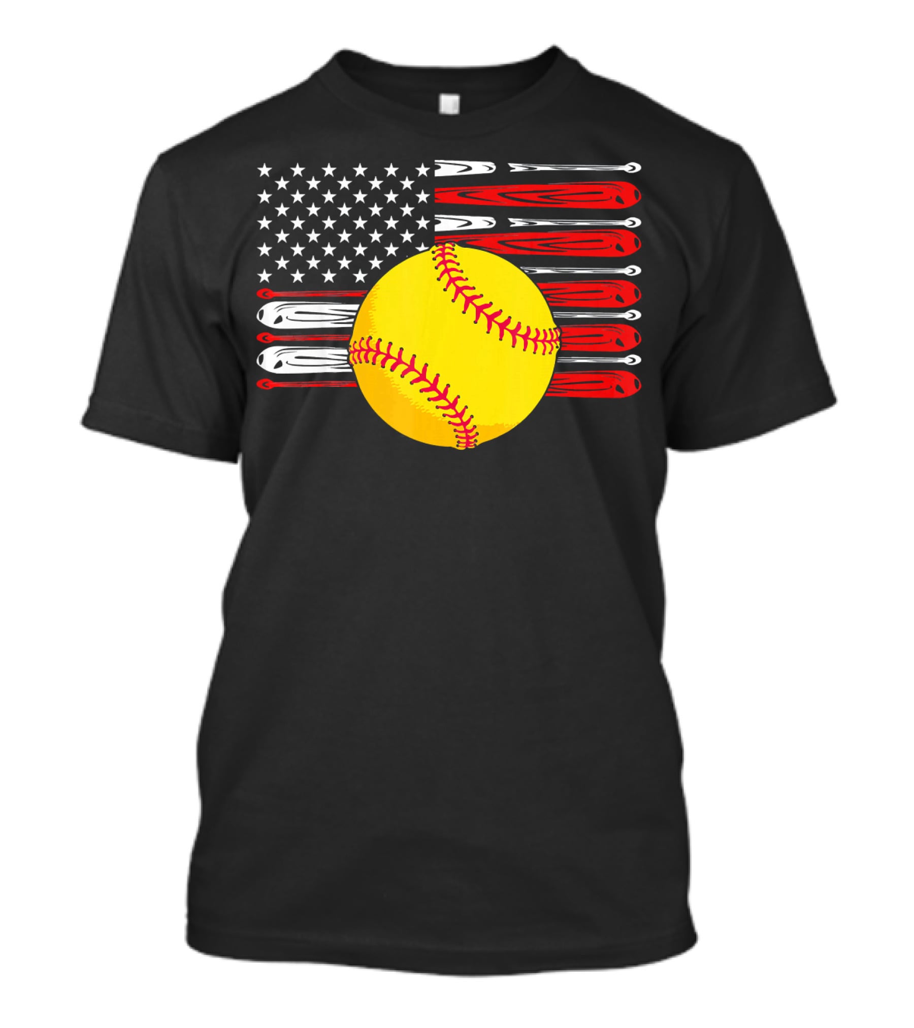 Vintage Softball American Flag T-Shirt