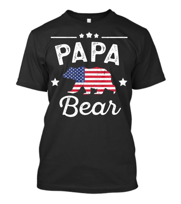 Papa Bear American Flag Stars T-Shirt