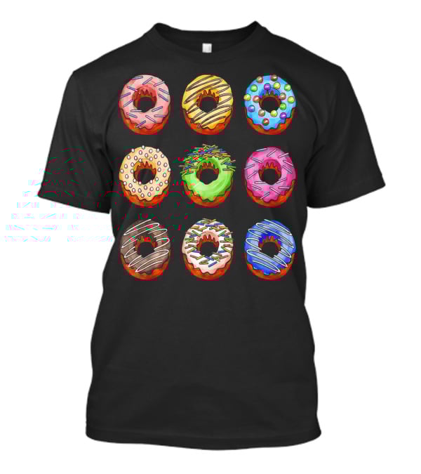 Funny Tasty Big Pack Donuts Bakery Multicolor Desserts T-Shirt