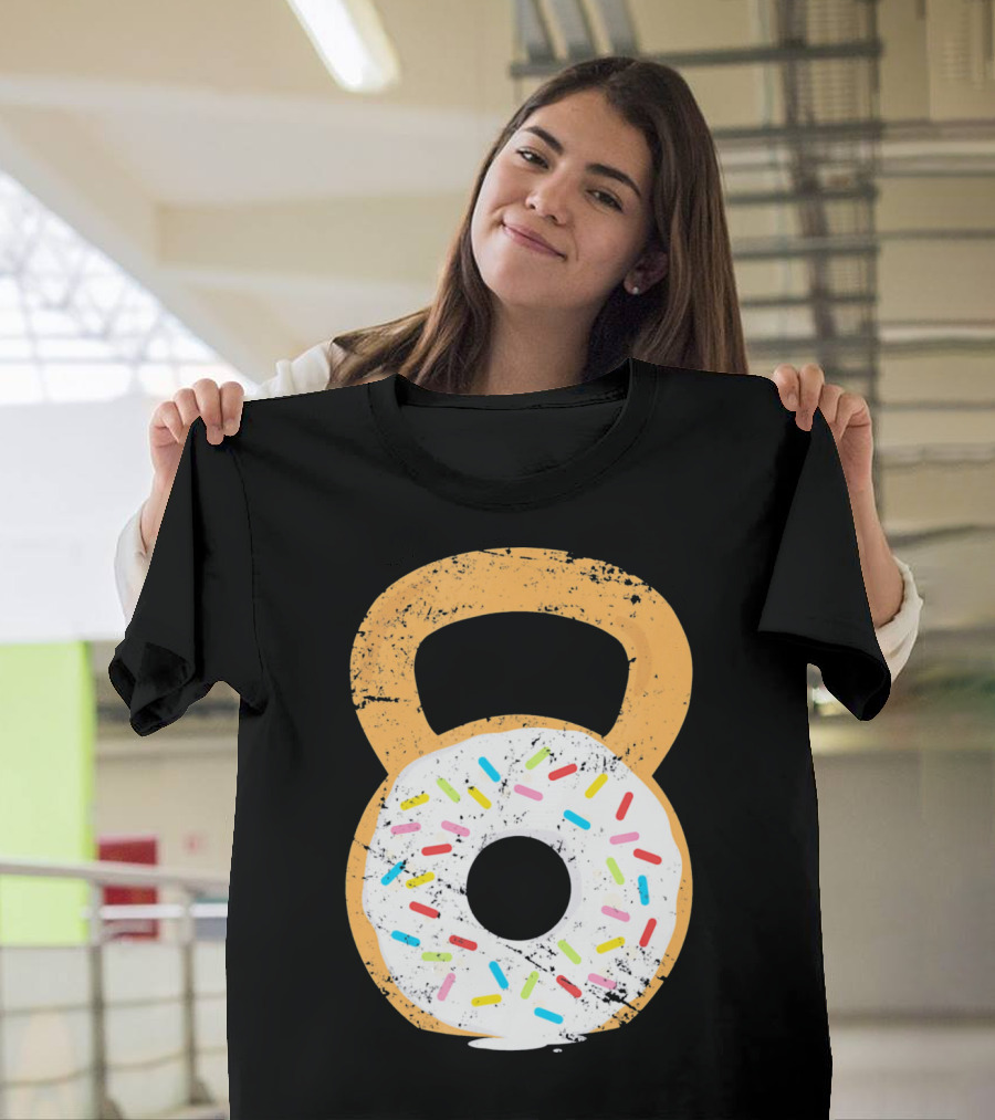 Kettlebell Doughnut with Sprinkles Fitness Humor T-Shirt