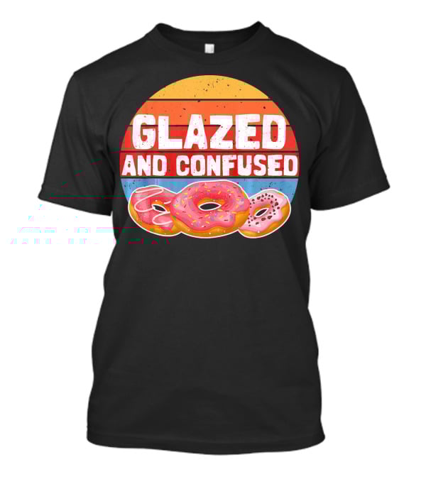 Glazed And Confused Funny Donut Retro Sunset Circle T-Shirt