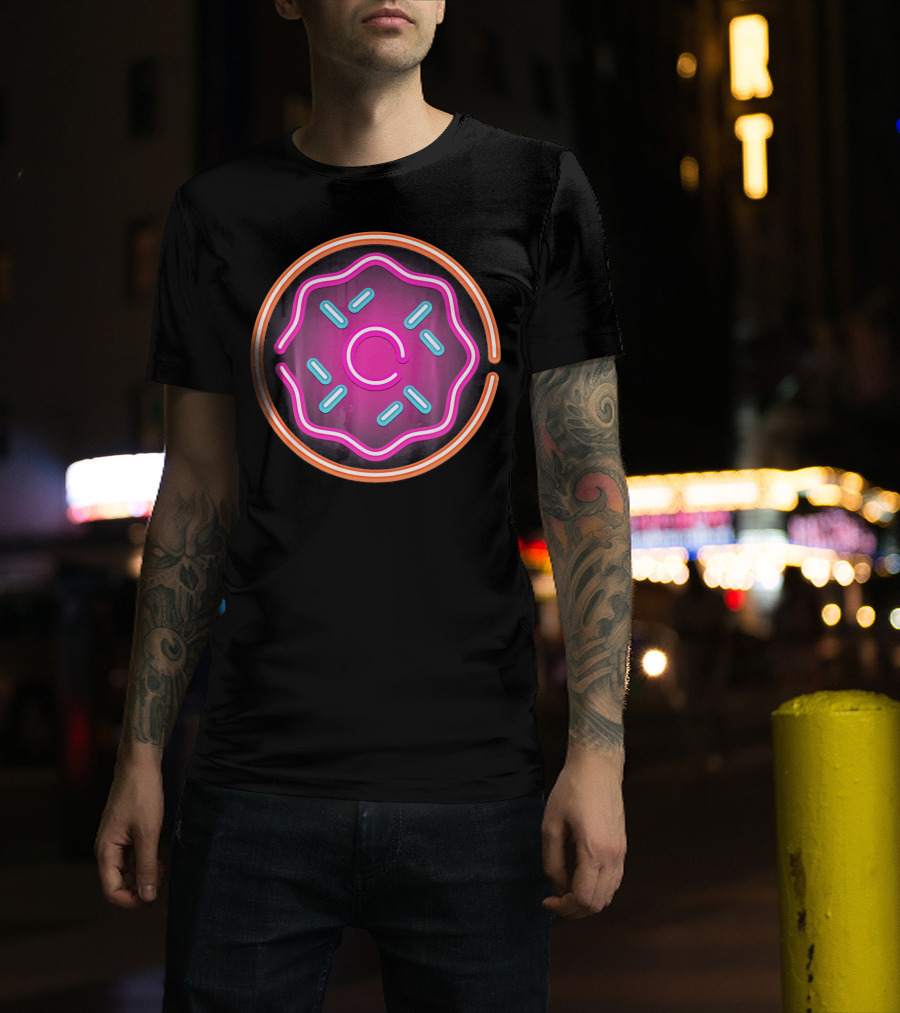 Retro Neon Doughnut Food Sign For Donut Lover T-Shirt