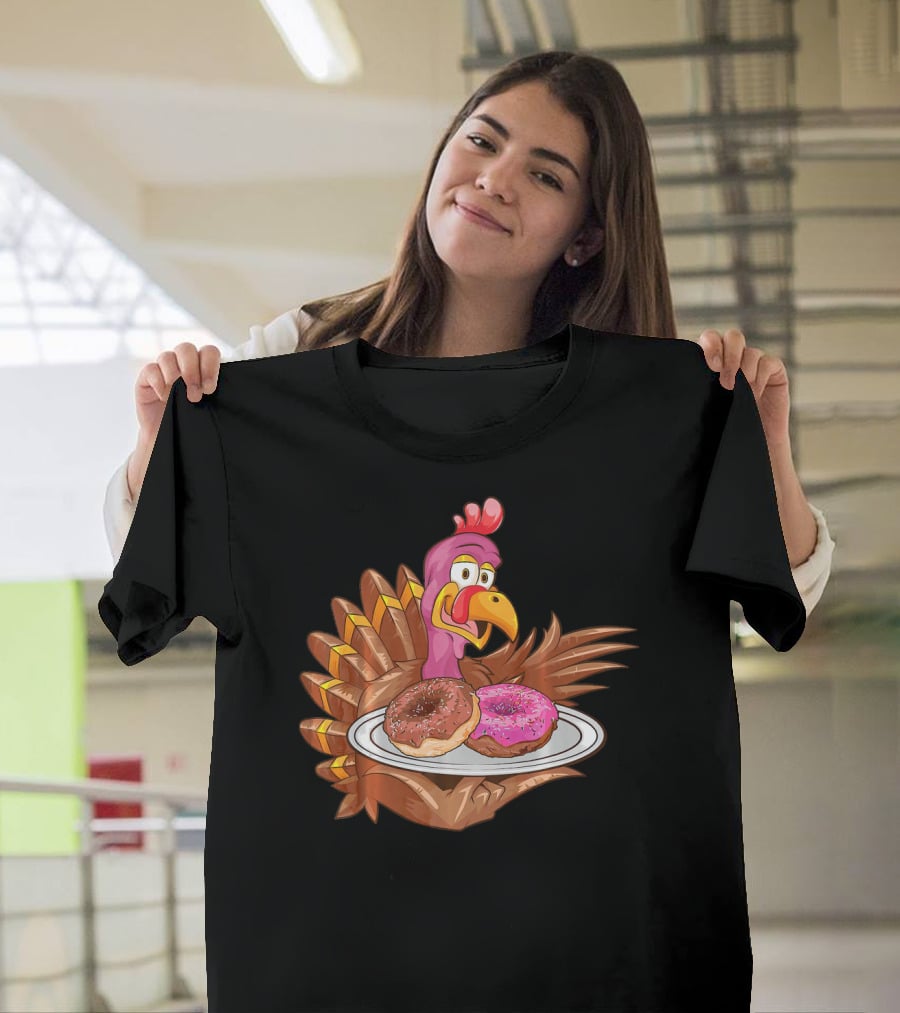 Cute Turkey Serving Donuts T-Shirt