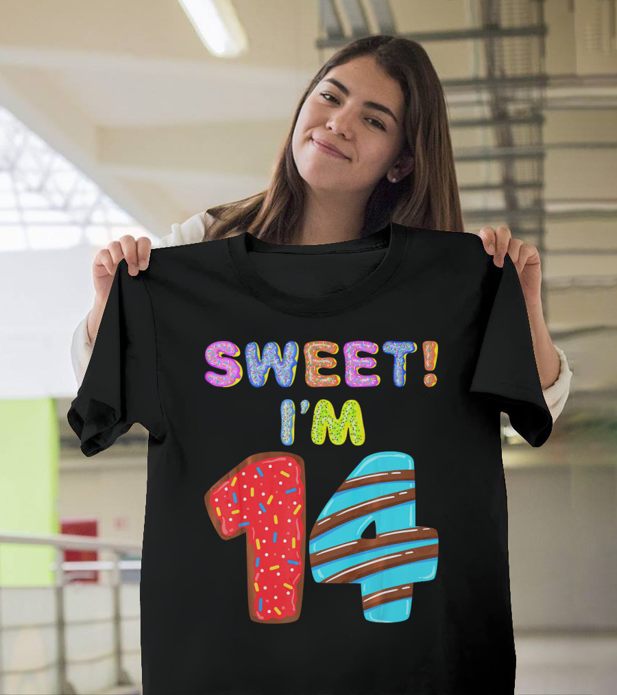 Sweet I'm 14 Birthday Donut Sprinkles Fun T-Shirt