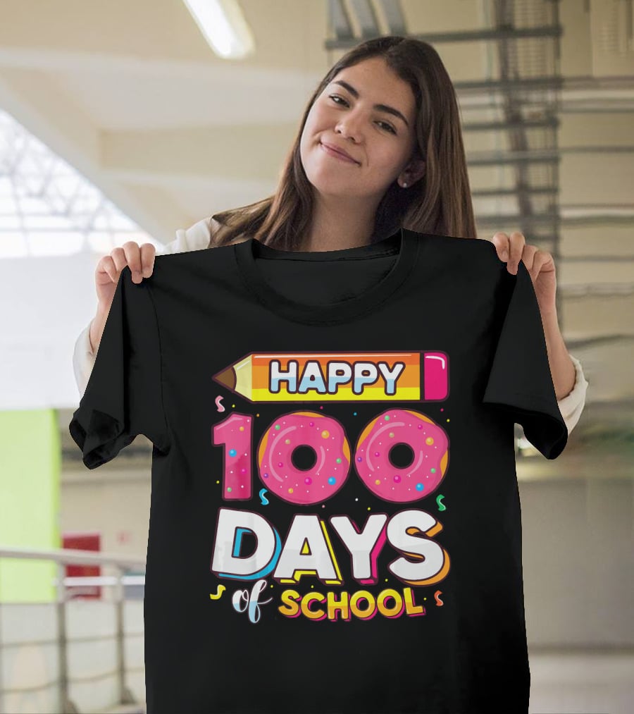 Happy 100 Days Of School Funny Donut T-Shirt