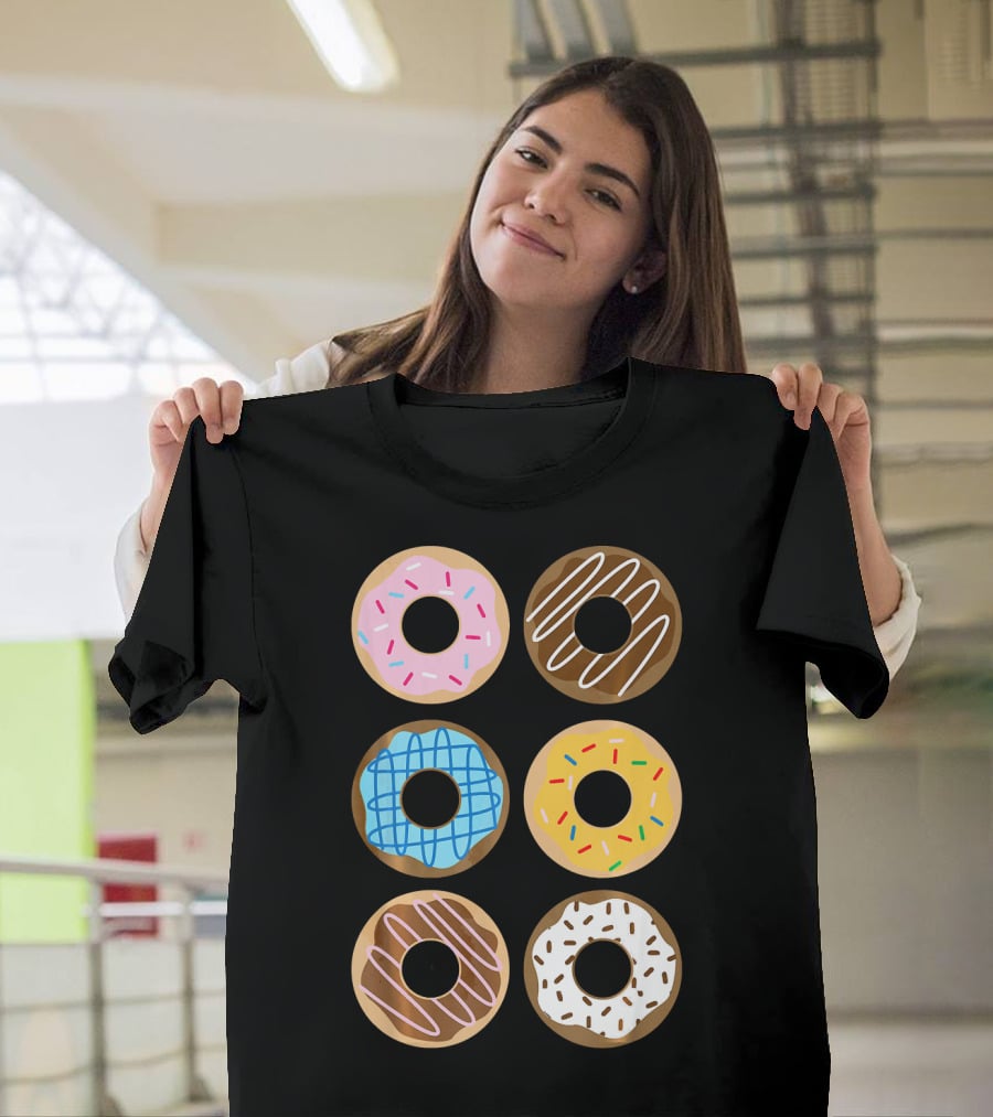 Cute Donut 6 Fun Sprinkled Doughnuts Delight T-Shirt