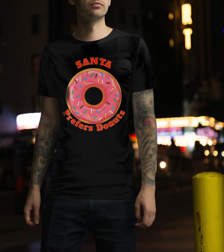 Santa Prefers Donuts Pink Sprinkled Delight T-Shirt