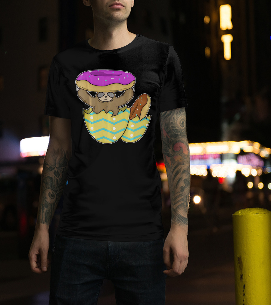 Sloth Easter Egg With Donut Hat T-Shirt