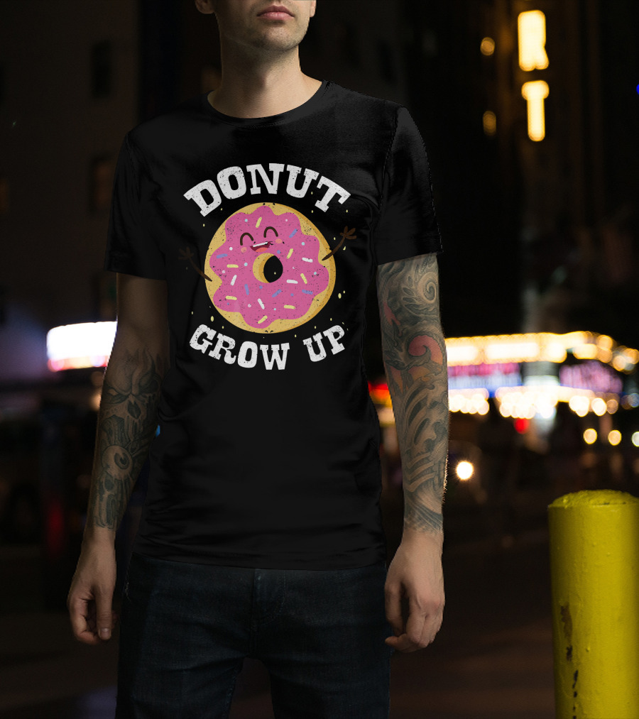 Donut Grow Up Cute Pink Frosted Dessert Foodie T-Shirt