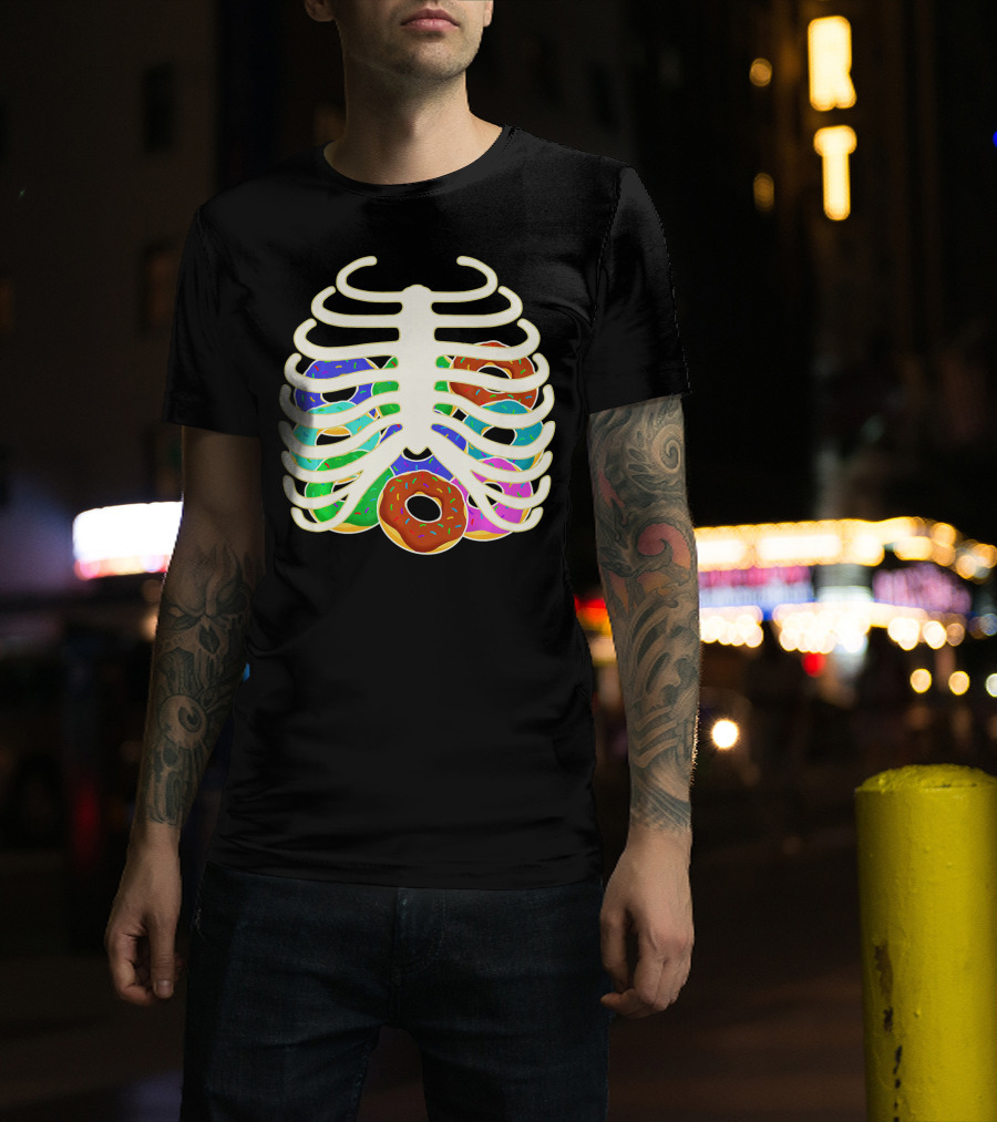 Halloween Food Costume Rib Cage Skeleton Donuts T-Shirt