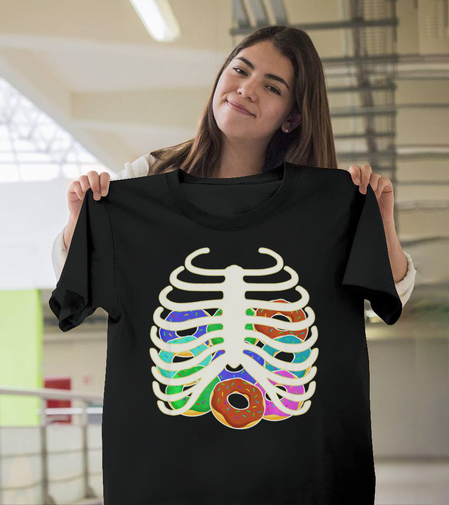 Halloween Food Costume Rib Cage Skeleton Donuts T-Shirt