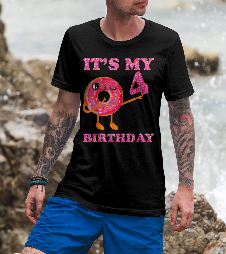 It's My 4 Birthday Fun Kids Sweet Donut T-Shirt